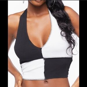 Forever 21 Colorblock Cropped Halter Top. Size Small. New.A ribbed knit crop t